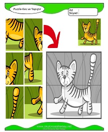 Puzzle Kes Yapıştır Çalışma Sayfaları